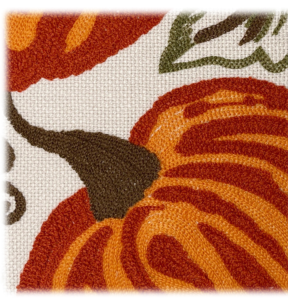 Classic chainstitch embroidery pumpkin pillow cover, rustic farmhouse fall,Halloween,Thanksgiving home decor 20×20″