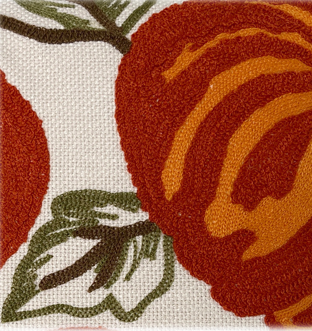 Classic chainstitch embroidery pumpkin pillow cover, rustic farmhouse fall,Halloween,Thanksgiving home decor 20×20″